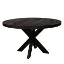 Clayre & Eef Table de salle à manger Ø 130x76 cm Noir Bois Fer Rond