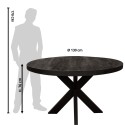 Clayre & Eef Dining Table Ø 130x76 cm Black Wood Iron Round