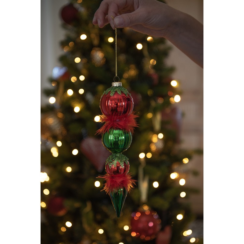 Clayre & Eef Christmas Bauble 23 cm Red Green Glass