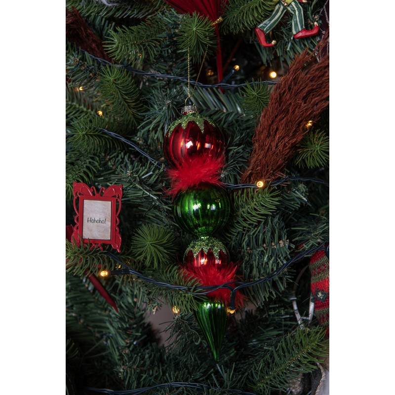 Clayre & Eef Weihnachtskugel 23 cm Rot Grün Glas