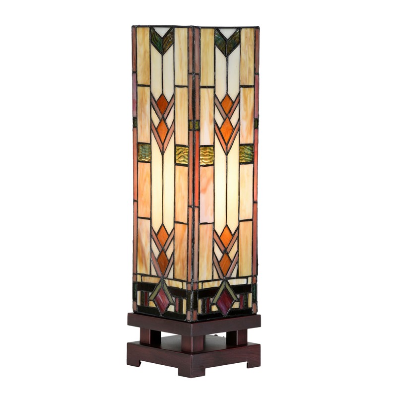 LumiLamp Lampe de table Tiffany 15x15x54 cm Beige Verre