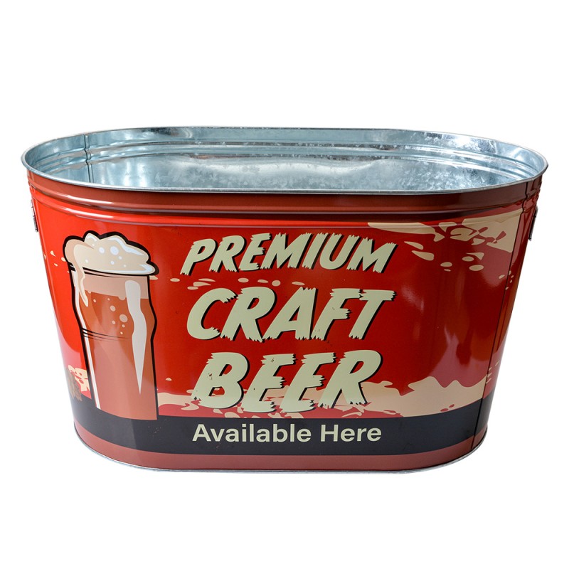 Clayre & Eef Rafraîchisseur de bière Seau à glace 40x25x23 cm Rouge Aluminium Beer