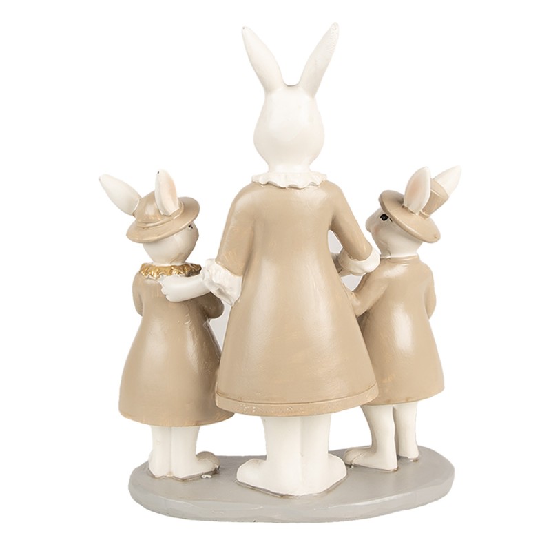 Clayre & Eef Figur Kaninchen 21 cm Weiß Braun Polyresin