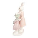 Clayre & Eef Statuetta Coniglio 21 cm Bianco Rosa  Poliresina