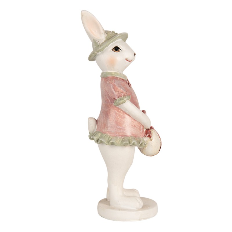 Clayre & Eef Figur Kaninchen 15 cm Weiß Rosa Polyresin