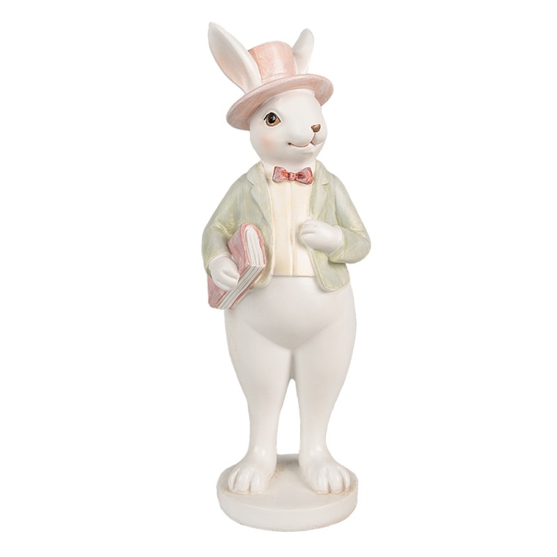 Clayre & Eef Figur Kaninchen 26 cm Weiß Grün Polyresin