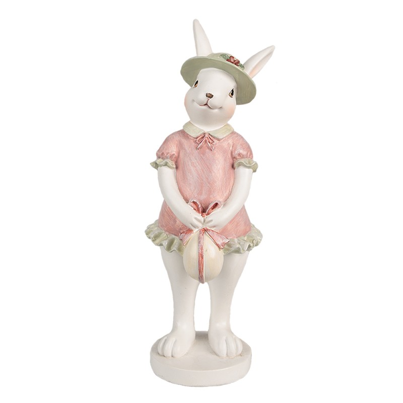 Clayre & Eef Figur Kaninchen 26 cm Weiß Rosa Polyresin