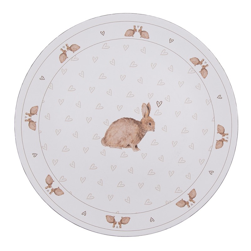 Clayre & Eef Charger Plate Ø 33 cm White Plastic Rabbit