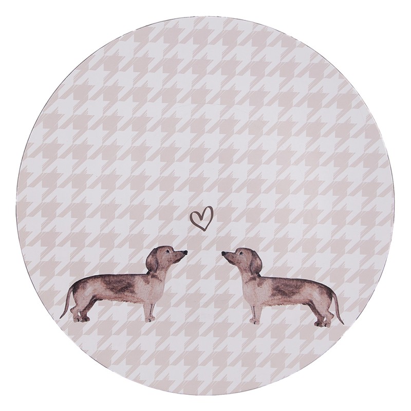 Clayre & Eef Charger Plate Ø 33 cm Beige Plastic Dachshunds