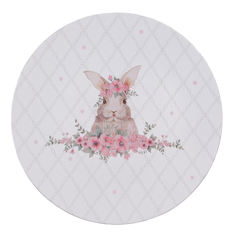 Clayre & Eef Charger Plate Ø 33 cm White Plastic Rabbit