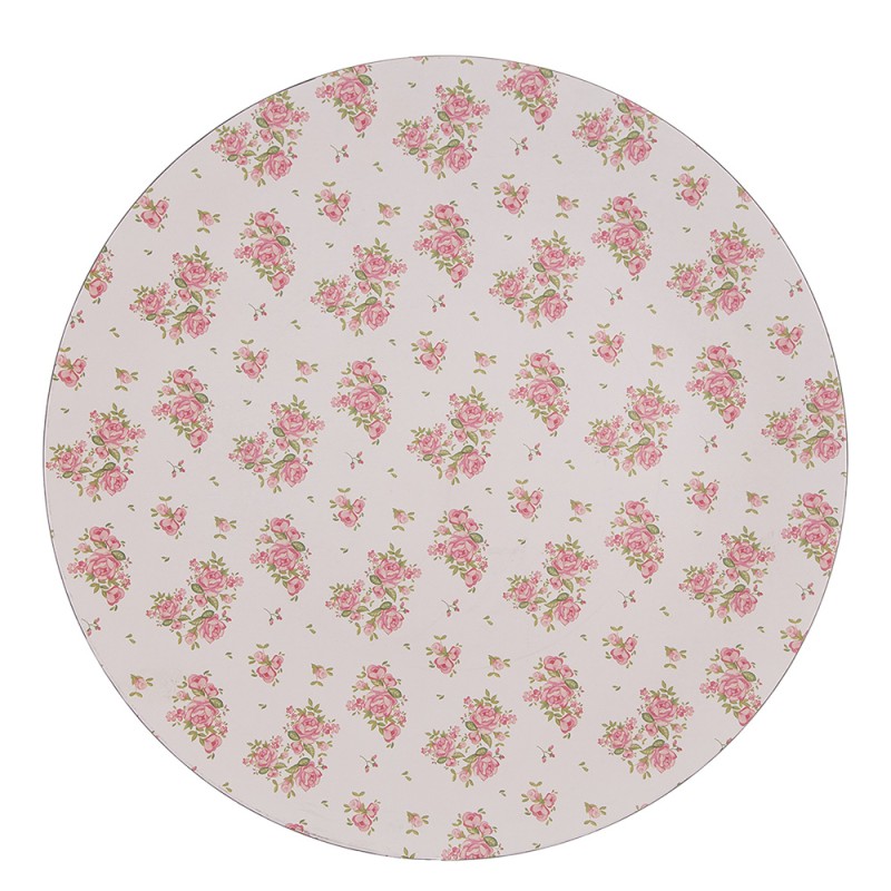 Clayre & Eef Charger Plate Ø 33 cm Pink Plastic Roses