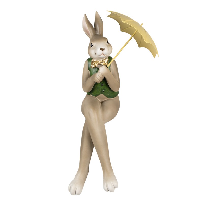 Clayre & Eef Figur Kaninchen 43 cm Braun Grün Polyresin