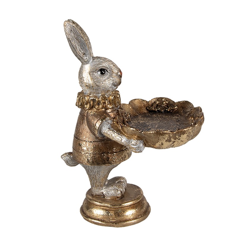 Clayre & Eef Scodella decorativa Coniglio 11x9x15 cm Color oro Plastica Ovale