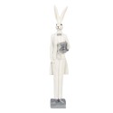 Clayre & Eef Figurine Lapin 32 cm Blanc Couleur argent Polyrésine