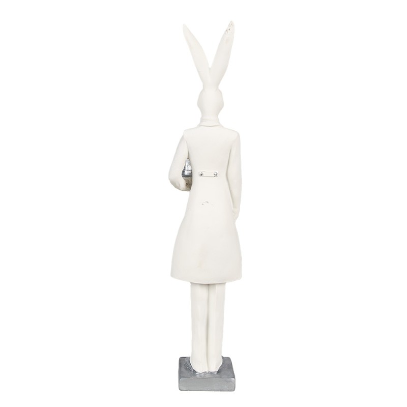 Clayre & Eef Figurine Lapin 32 cm Blanc Couleur argent Polyrésine