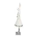 Clayre & Eef Statuetta Coniglio 32 cm Bianco Color argento Poliresina