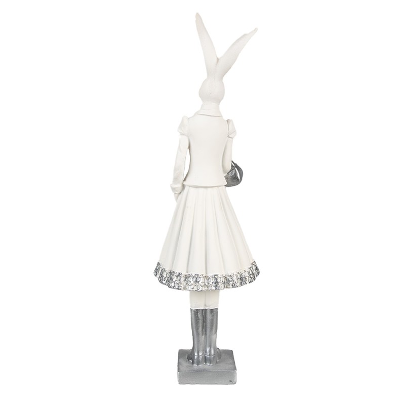 Clayre & Eef Figurine Rabbit 32 cm White Silver colored Polyresin