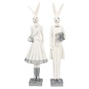 Clayre & Eef Figurine Rabbit 32 cm White Silver colored Polyresin