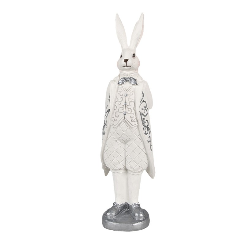 Clayre & Eef Figur Kaninchen 30 cm Weiß Silberfarbig Polyresin