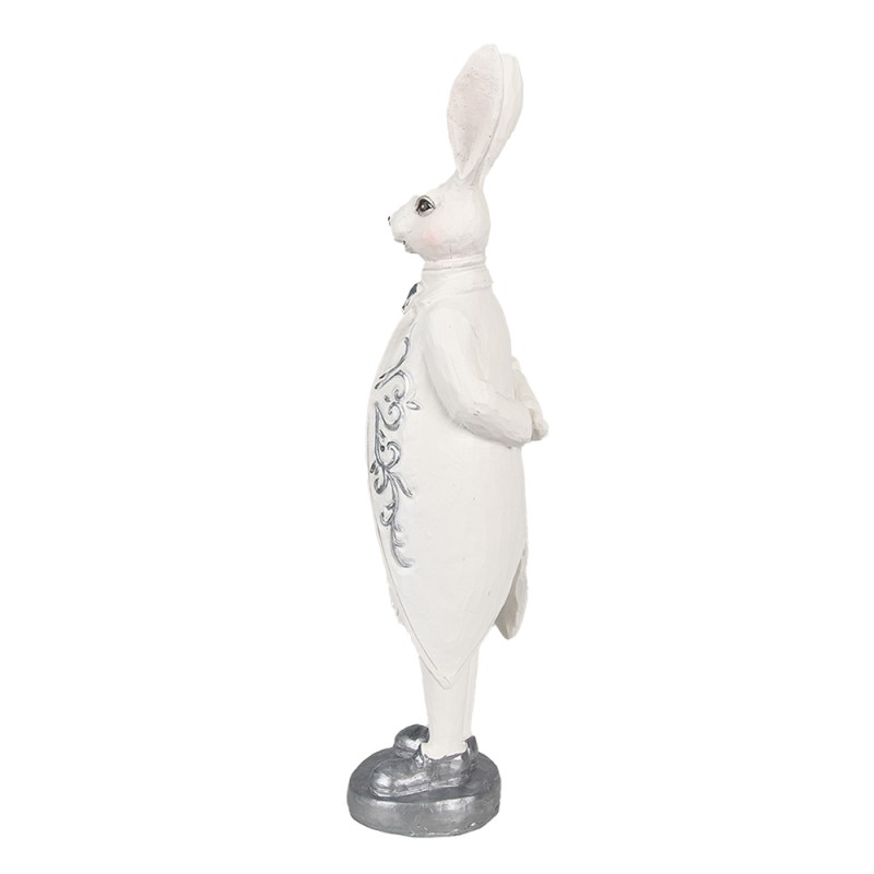 Clayre & Eef Figurine Rabbit 30 cm White Silver colored Polyresin