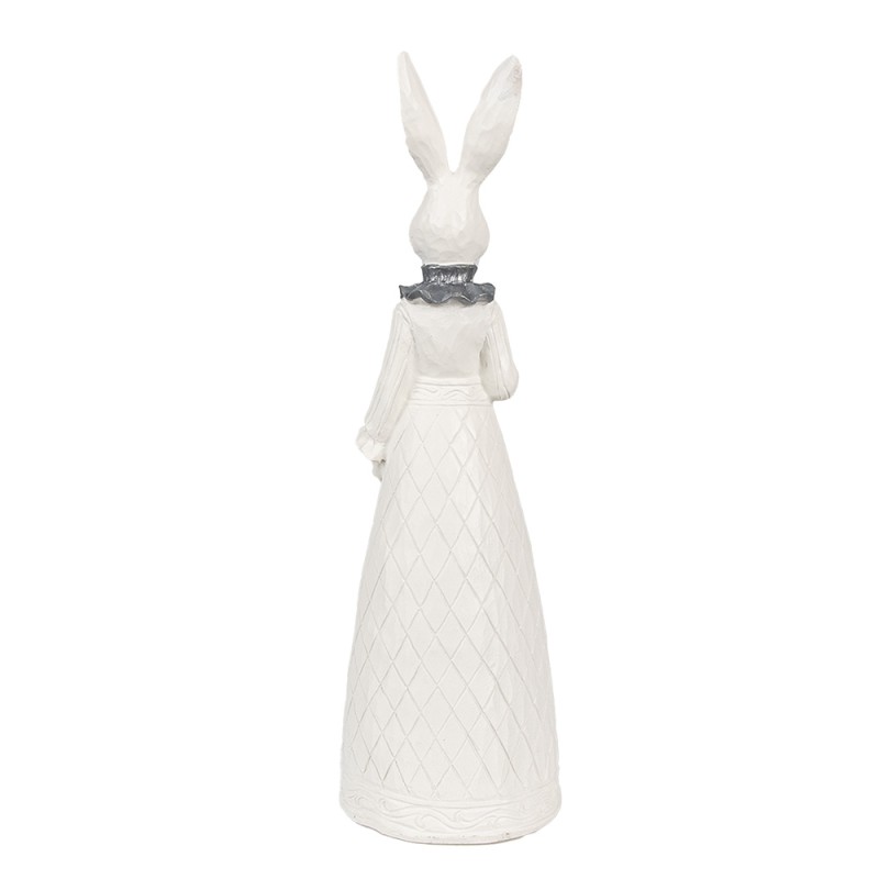 Clayre & Eef Figurine Rabbit 30 cm White Silver colored Polyresin