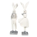 Clayre & Eef Figur Kaninchen 36 cm Weiß Silberfarbig Polyresin