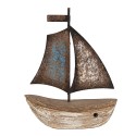 Clayre & Eef Decorative Model Boat 11 cm Brown Blue Wood Iron