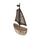 Clayre & Eef Dekorationsmodell Boot 11 cm Braun Blau Holz Eisen