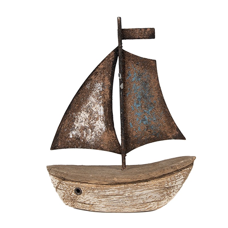 Clayre & Eef Modello decorativo Barca 11 cm Marrone Blu  Legno Ferro