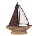 Clayre & Eef Decorative Model Boat 13 cm Brown Red Wood Iron