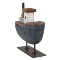 Clayre & Eef Decorative Model Boat 10 cm Grey Blue Wood Iron