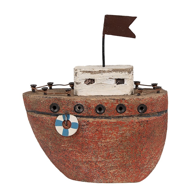 Clayre & Eef Modello decorativo Barca 12 cm Rosso Legno Ferro