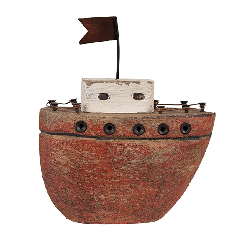 Clayre & Eef Modello decorativo Barca 12 cm Rosso Legno Ferro