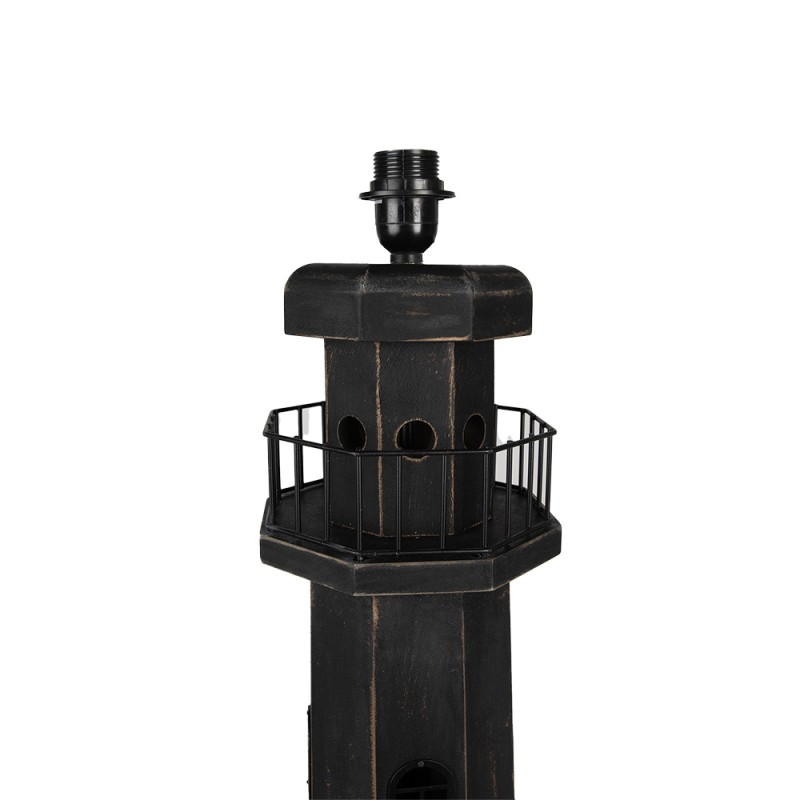 Clayre & Eef Stehlampe Leuchtturm 23x23x140 cm Schwarz Holz