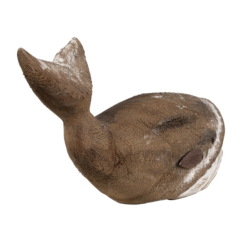 Clayre & Eef Decorative Figurine Whale 21 cm Brown White Wood