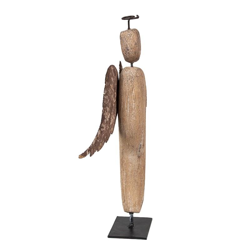 Clayre & Eef Figurine décorative Ange 21 cm Marron Bois Fer