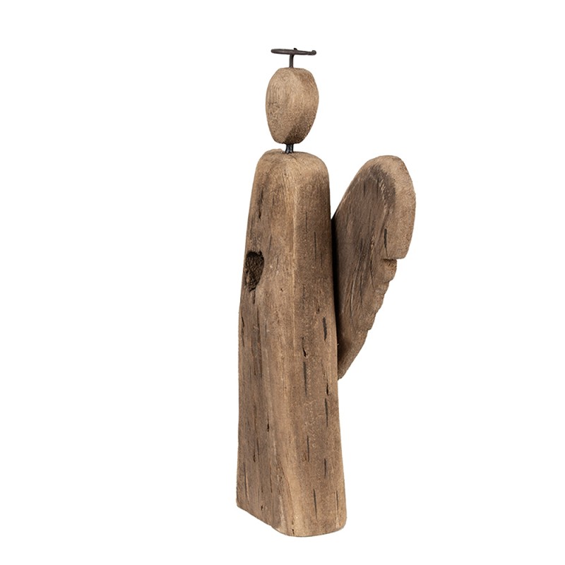 Clayre & Eef Figurine décorative Ange 13 cm Marron Bois