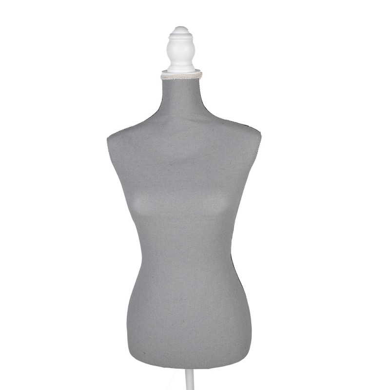 Clayre & Eef Adjustable Female Mannequin 37x22x168 cm Grey White Wood Textile