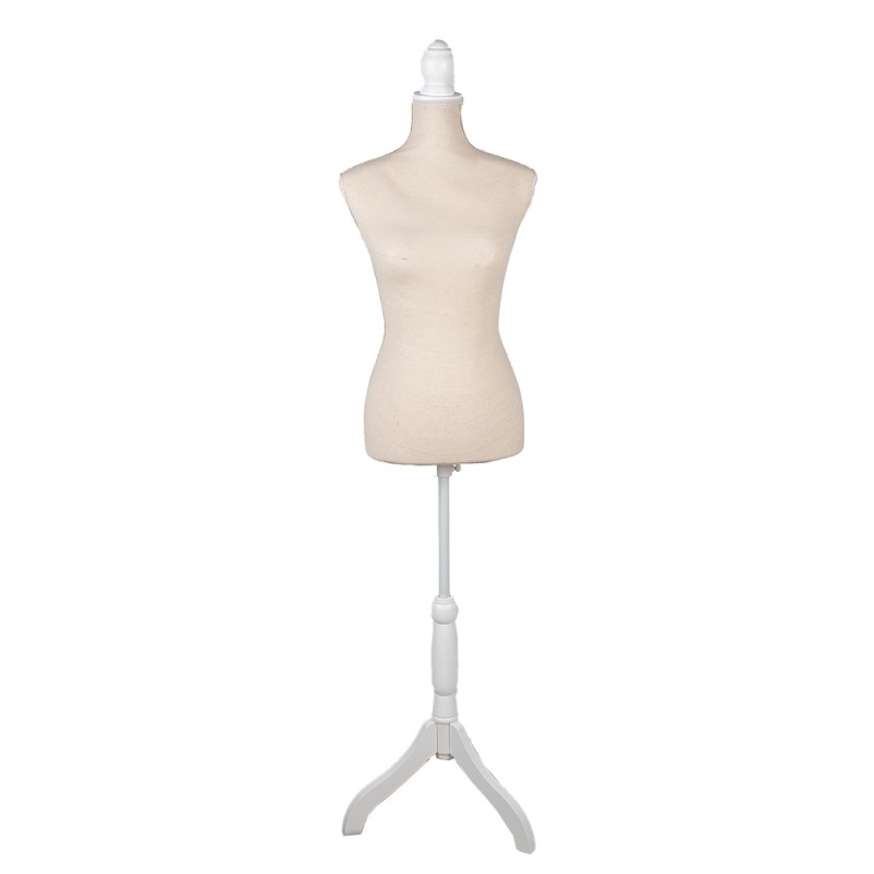 Clayre & Eef Manichino da donna regolabile 37x22x168 cm Beige Bianco Legno Tessuto