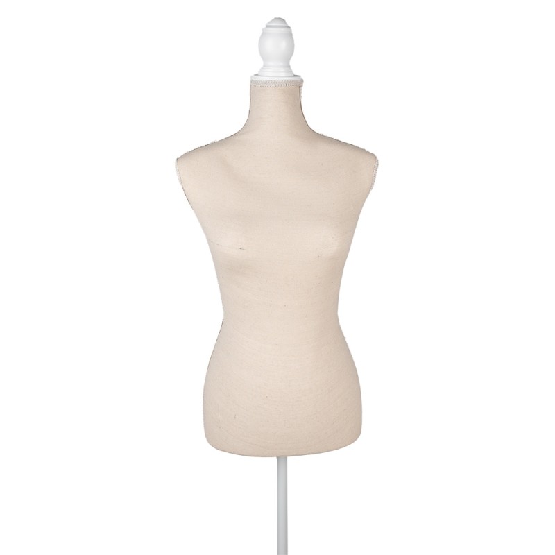 Clayre & Eef Mannequin femme réglable 37x22x168 cm Beige Blanc Bois Textile