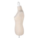 Clayre & Eef Mannequin femme réglable 37x22x168 cm Beige Blanc Bois Textile