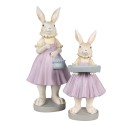 Clayre & Eef Figurine Rabbit 10x8x20 cm Brown Purple Polyresin