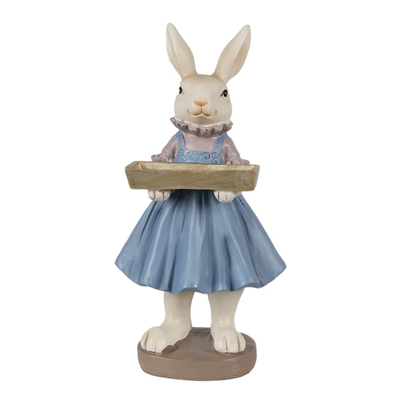 Clayre & Eef Figurine Rabbit 10x8x20 cm Beige Blue Polyresin