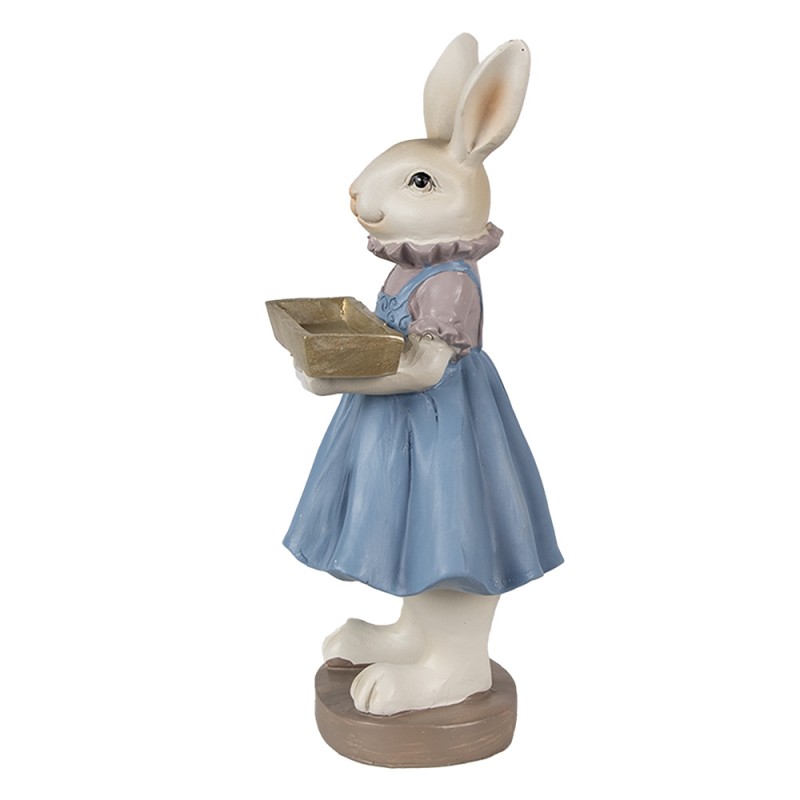 Clayre & Eef Figurine Rabbit 10x8x20 cm Beige Blue Polyresin