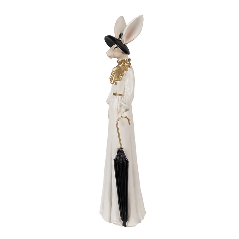 Clayre & Eef Figur Kaninchen 40 cm Beige Schwarz Polyresin
