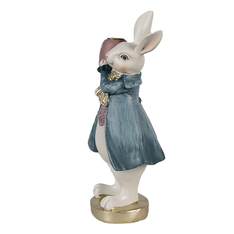 Clayre & Eef Figur Kaninchen 20 cm Weiß Blau Polyresin