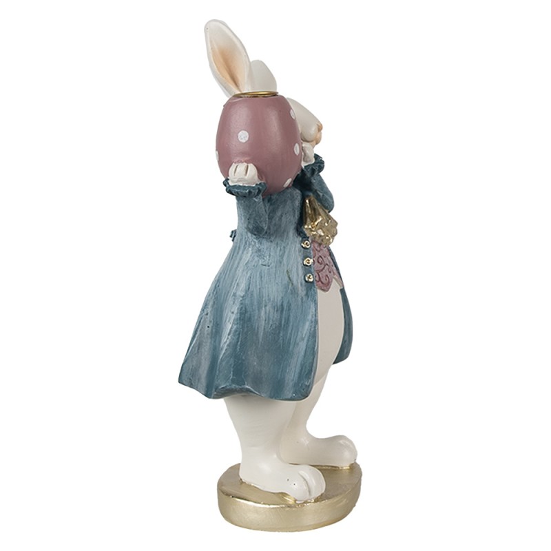 Clayre & Eef Figur Kaninchen 20 cm Weiß Blau Polyresin