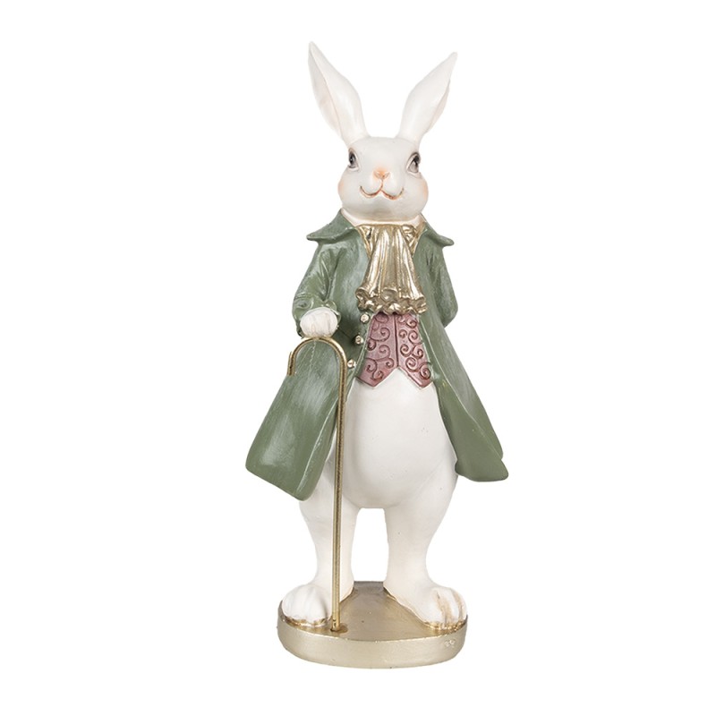 Clayre & Eef Figur Kaninchen 26 cm Beige Grün Polyresin