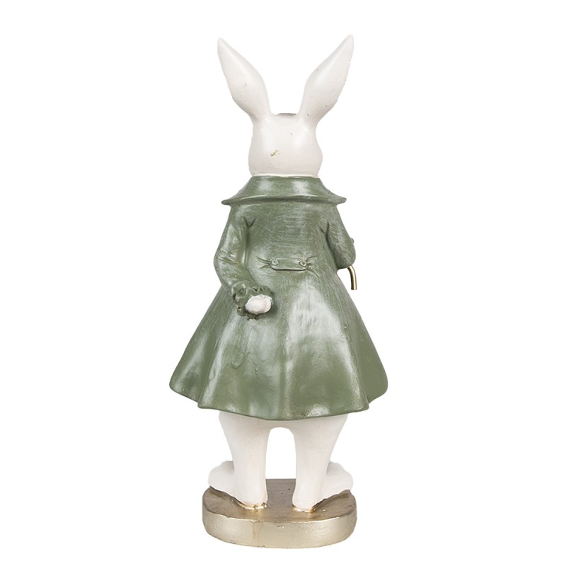 Clayre & Eef Statuetta Coniglio 26 cm Beige Verde Poliresina