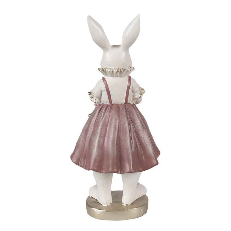 Clayre & Eef Figur Kaninchen 27 cm Weiß Rosa Polyresin